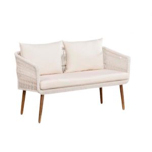 Sofá blanco 2 plazas con cojín