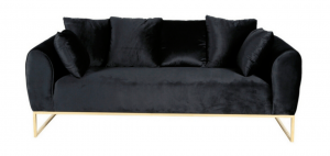 Sofá terciopelo negro 3 plazas