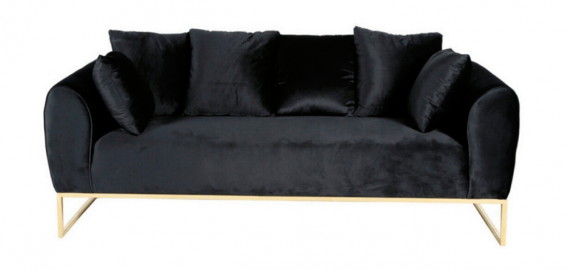 Sofá terciopelo negro 3 plazas
